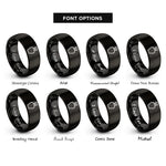 font options for inside engraving on black perfume bottle rings