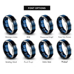 font options for inside engraving on blue & grey periodic table tile rings