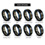 font options for inside engraving on gunmetal & blue periodic table tile rings