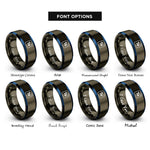font options for inside engraving on gunmetal & blue periodic table tile rings