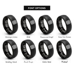 font options for inside engraving on black perlin noise bands rings
