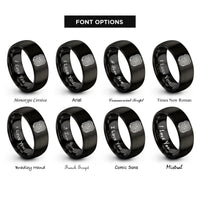 font options for inside engraving on black perlin noise bands rings