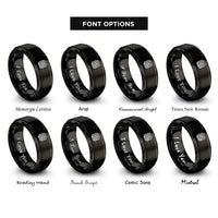 font options for inside engraving on black perlin noise bands rings