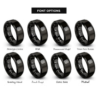font options for inside engraving on black perlin noise bands rings