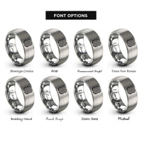 font options for inside engraving on grey perlin noise bands rings