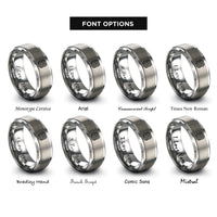 font options for inside engraving on grey perlin noise bands rings