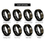 font options for inside engraving on gunmetal & black perlin noise bands rings