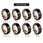 font options for inside engraving on black & rose gold persian rings
