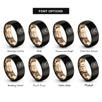 font options for inside engraving on black & rose gold persian rings