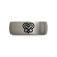 engraved presents for him – blue & silver tungsten chevron heart infinity wedding band