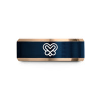 special birthday presents – rose gold & blue tungsten chevron heart infinity wedding band