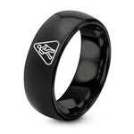 Personalized Birthday Gifts for Him – black tungsten hiker crossing symbol ring