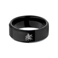 engraved presents for guys – black tungsten odin on sleipnir wedding band