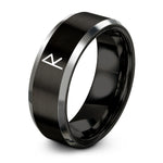 custom rings for guys – black & silver tungsten yr rune ring