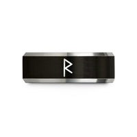 unique presents for men – black & silver tungsten yr rune wedding band