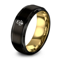 Personalized Birthday Gifts for Women – black & gold tungsten tulip ring