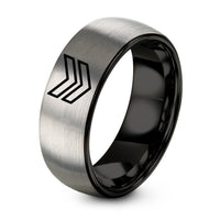 Personalized Boston Terrier Gifts – black & gray tungsten triple chevron ring