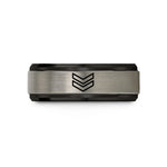 custom pet lover presents – black & silver tungsten triple chevron wedding band