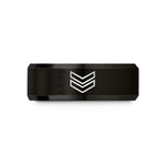 engraved dog ring men – black tungsten triple chevron wedding band