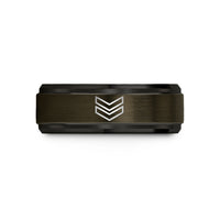 tungsten dog ring women – gunmetal & black tungsten triple chevron wedding band