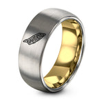 Personalized Day Father’s Gift – gold & grey tungsten aruba ring