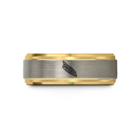 engraved jewelry for men – gold & grey tungsten aruba wedding band
