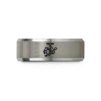 unique presents for him – black & grey tungsten handline reel wedding band