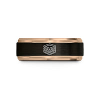 customized presents for dad – black & rose gold tungsten mille feuille wedding band
