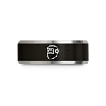 engraved rings for couples – black & grey tungsten welder mask wedding band