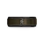 unique present for her – gunmetal & black tungsten hiker backpack wedding band