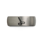 customized presents for mom – blue & gray tungsten hockey puck stick wedding band