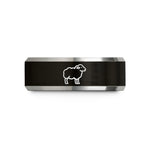 engraved jewelry for women – black & gray tungsten sheep wedding band