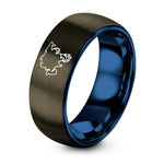 Personalized Day Mothers Gifts – gunmetal & blue tungsten asia ring