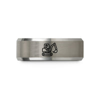 custom presents for mom – black & silver tungsten equipment operator wedding band