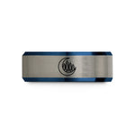 engraved presents for parents – black & blue & gray tungsten forest moon wedding band