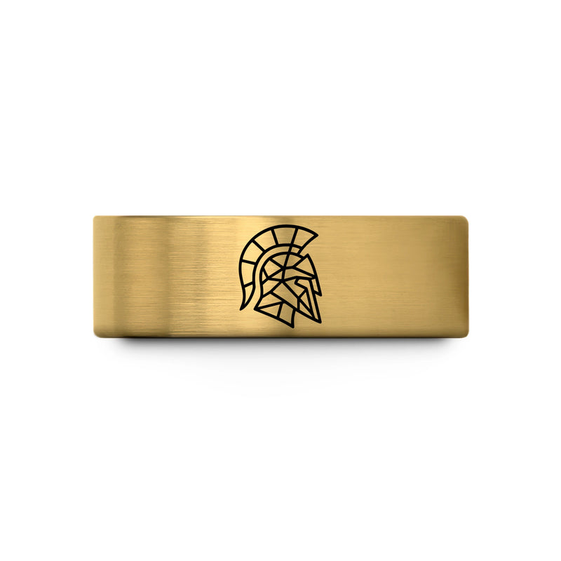 Spartan Helmet – Tungsten Wedding Band, 8 mm, Gold Comfort-Fit Unisex