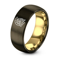 Personalized Day Mothers Gifts – gunmetal & gold tungsten spartan helmet ring