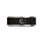 personalized jewelry for women – black & silver tungsten auntie heart wedding band