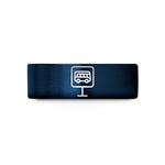 engraved bands for men – blue tungsten bus stop sign wedding band