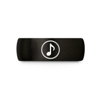 engraved rings for her – black tungsten eighth rest circle wedding band
