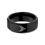 custom wedding bands – black tungsten life spreader wedding band