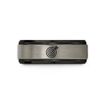 engraved rings for couples – black & blue & grey tungsten silhouette target arrow wedding band