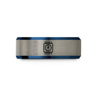 unique rings for her – blue & grey tungsten timer ic wedding band