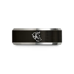 personalized men's promise ring – black & grey tungsten greece wedding band