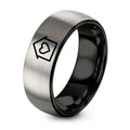 House Heart – Tungsten Wedding Band, 8 mm, Gray, Black Comfort-Fit Unisex