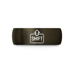 custom rings for him – gunmetal & blue tungsten shift key wedding band