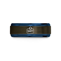 engraved presents for him – gunmetal & blue tungsten shift key wedding band