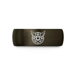 tungsten bands for couples – gunmetal & black tungsten angelic magic circle wedding band