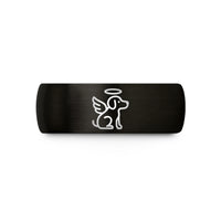 women’s name rings – black tungsten dog halo wedding band