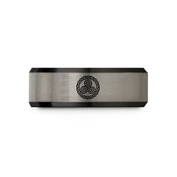 unique presents for wife – black & silver tungsten spiral triskelion wedding band